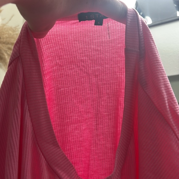 NWT 1. State Pink Ribbed Short Sleeve Shirt Size S Light Flaws - Picture 7 of 14